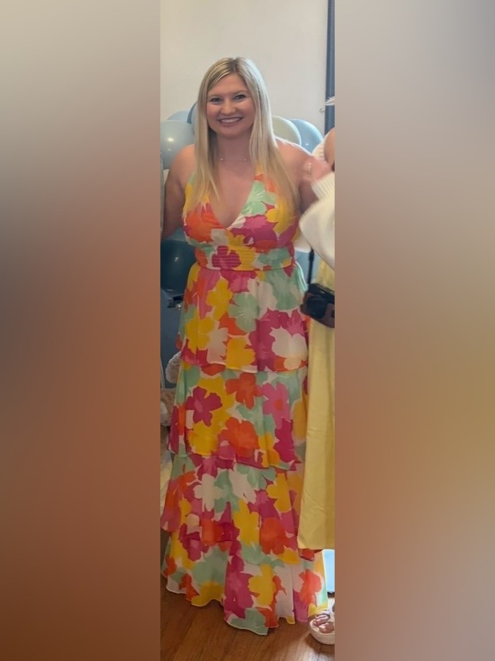 Peach Love California Multicolor Floral Tiered Sundress - Pink, Yellow & Mint